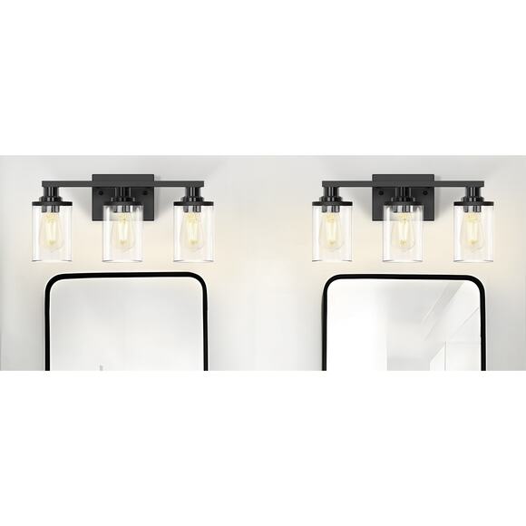 #6742 DORESshop 20 Inch Bathroom Light Fixtures, 3-Light Black Bathroom Lighting - Picture 8 of 9